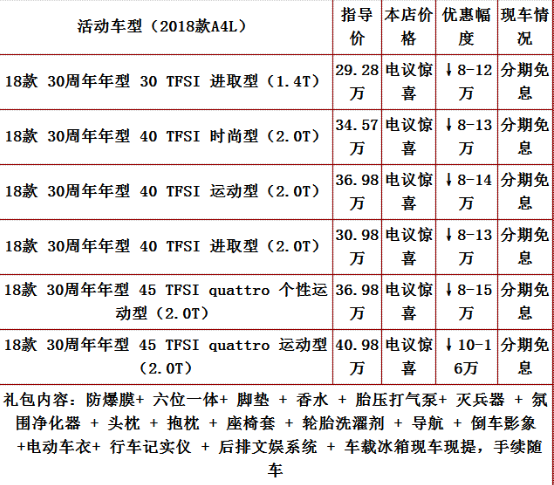 北京奥迪A4L最新价格表公布，开启温馨驾驶之旅